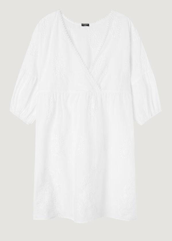 Cubrirlos Calzedonia Embroidered Vestido Mujer Blancas | CL2078QZ