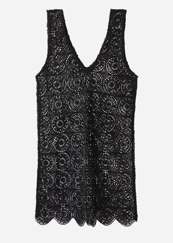 Cubrirlos Calzedonia Geometric Crochet Vestido Mujer Negras | CL2082TV
