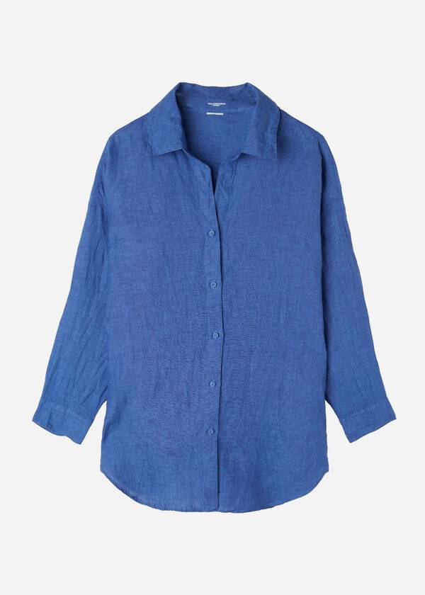 Cubrirlos Calzedonia Linen Shirt Mujer Azules | CL2091FM