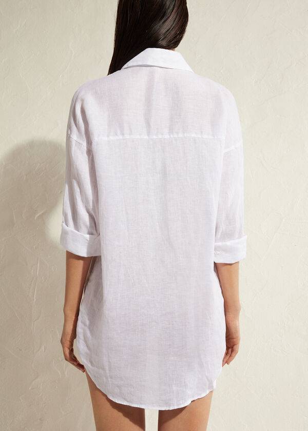 Cubrirlos Calzedonia Linen Shirt Mujer Blancas | CL2093HK