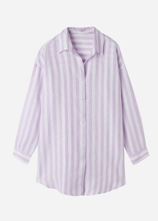 Cubrirlos Calzedonia Linen Shirt Mujer Moradas Blancas | CL2086OR