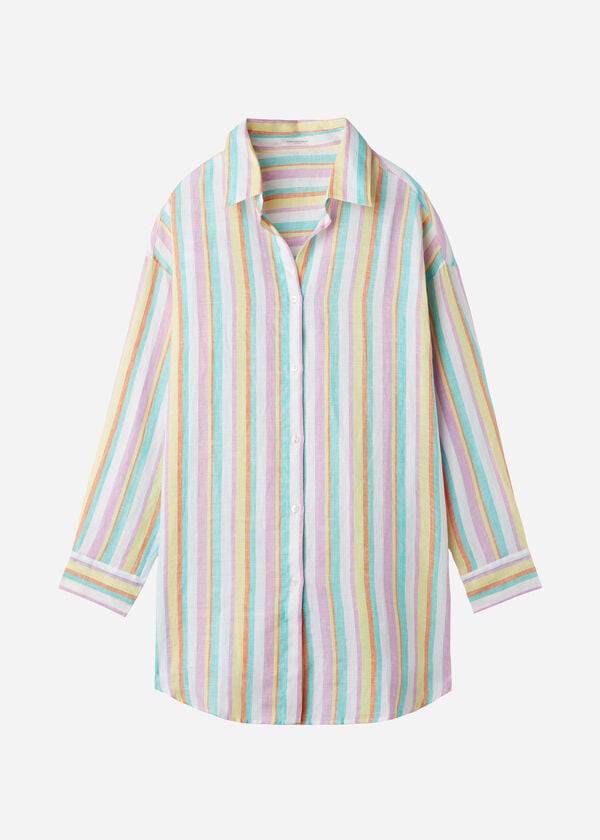 Cubrirlos Calzedonia Linen Shirt Mujer Multicolor Rayadas | CL2089SO