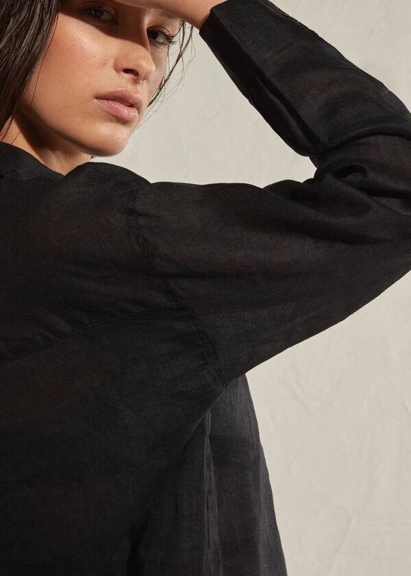 Cubrirlos Calzedonia Linen Shirt Mujer Negras | CL2092GL