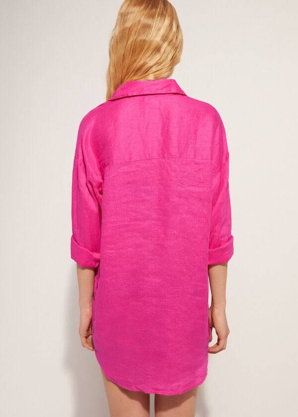 Cubrirlos Calzedonia Linen Shirt Mujer Rosas | CL2096LH