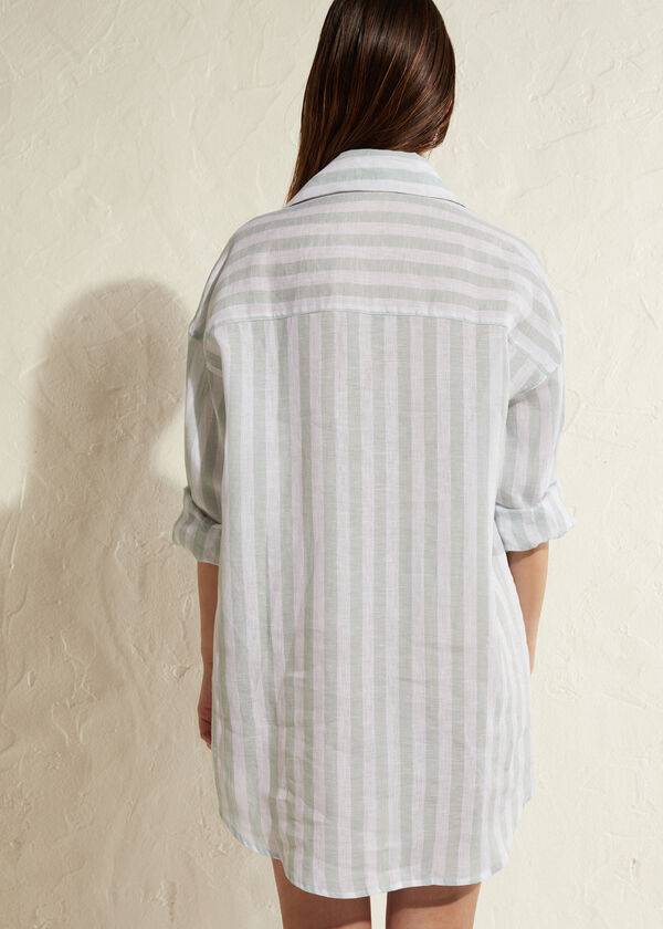 Cubrirlos Calzedonia Linen Shirt Mujer Turquesa Blancas | CL2087PQ