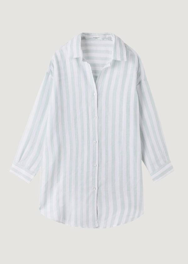 Cubrirlos Calzedonia Linen Shirt Mujer Turquesa Blancas | CL2087PQ