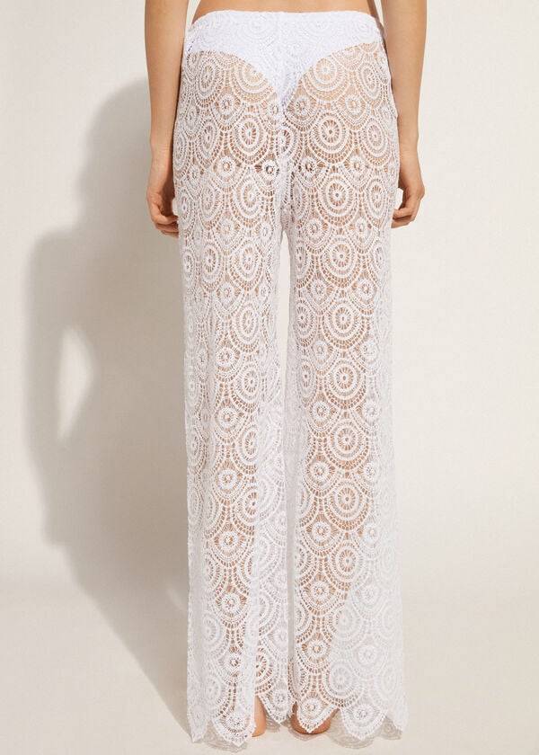 Cubrirlos Calzedonia Long Crochet Pants Mujer Blancas | CL2132EX