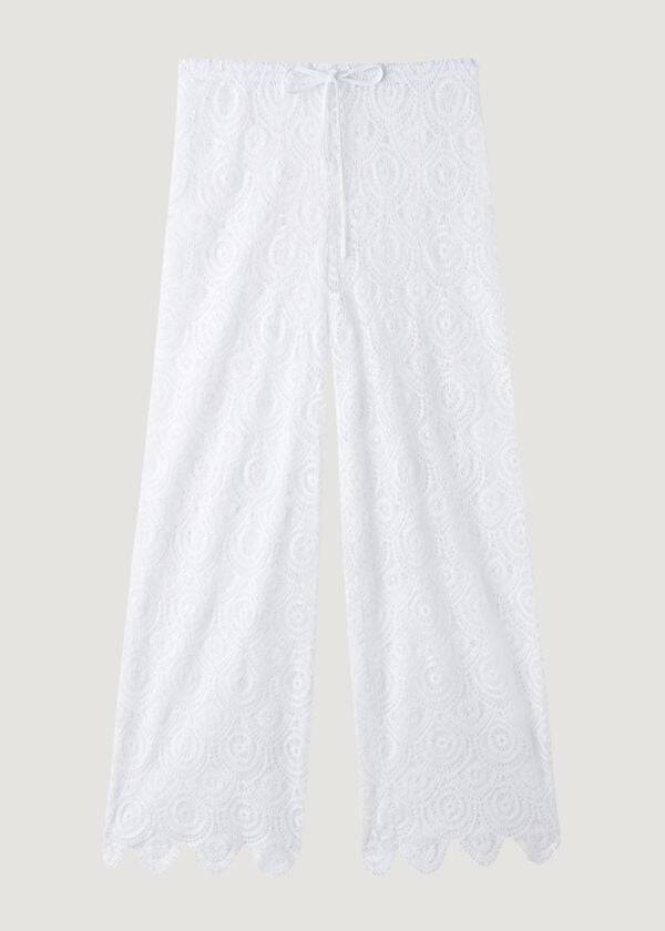Cubrirlos Calzedonia Long Crochet Pants Mujer Blancas | CL2132EX