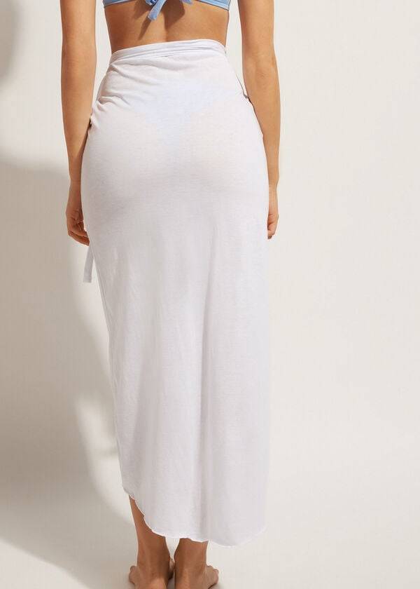 Cubrirlos Calzedonia Long Crossover Pareo Mujer Blancas | CL2135YU