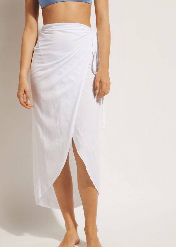 Cubrirlos Calzedonia Long Crossover Pareo Mujer Blancas | CL2135YU
