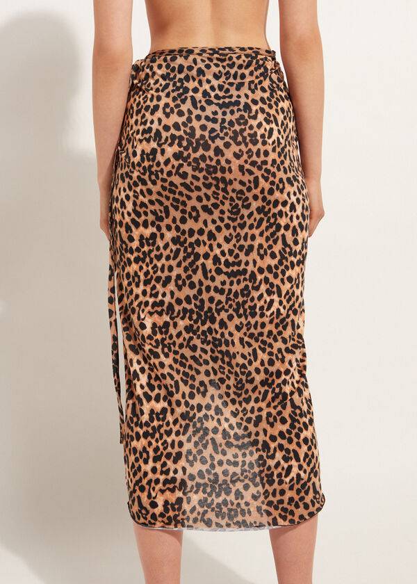 Cubrirlos Calzedonia Long Crossover Pareo Mujer Marrones | CL2137IS