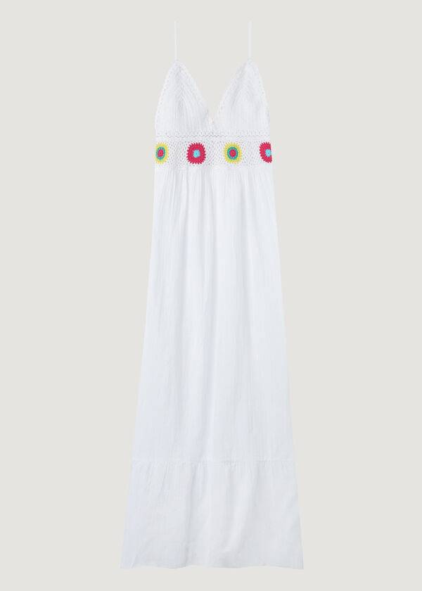 Cubrirlos Calzedonia Long Vestido with Crochet Top Mujer Blancas | CL2099CE