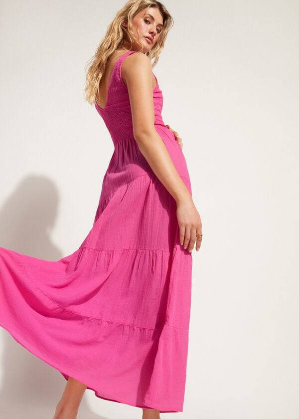 Cubrirlos Calzedonia Long Vestido with Ruffled Skirt Mujer Rosas | CL2102NB