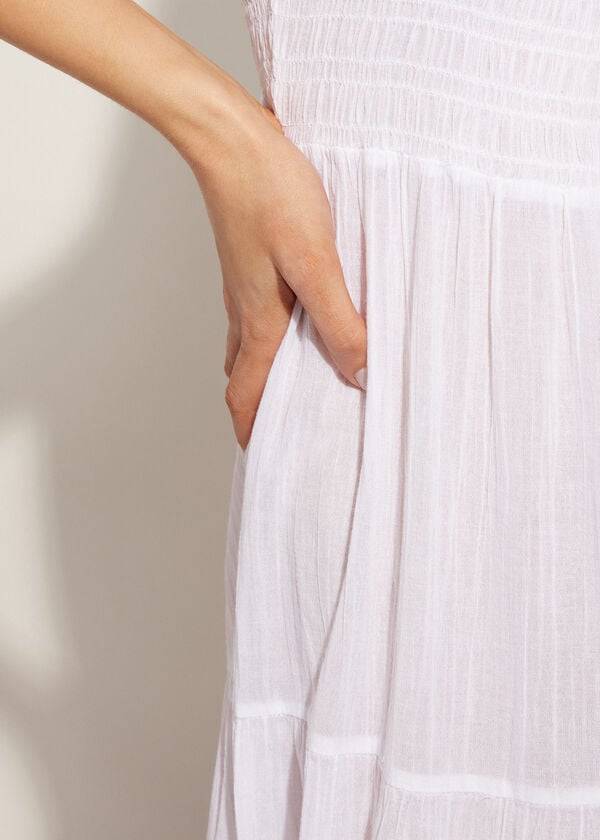 Cubrirlos Calzedonia Long Vestido with Ruffled Skirt Mujer Blancas | CL2103MA