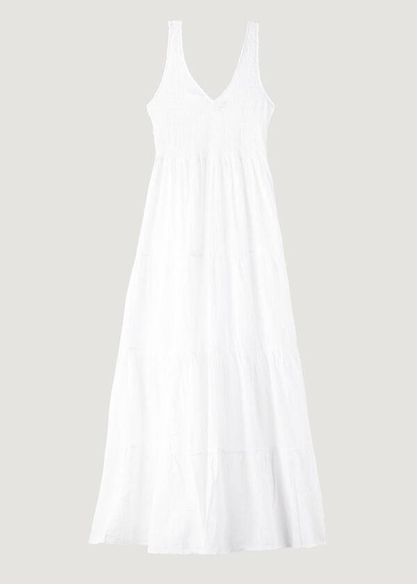 Cubrirlos Calzedonia Long Vestido with Ruffled Skirt Mujer Blancas | CL2103MA