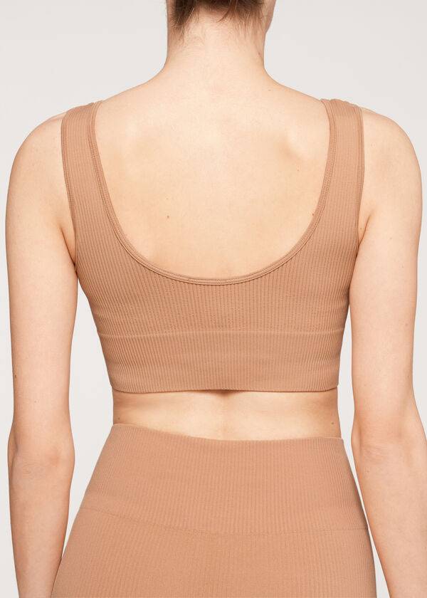 Cubrirlos Calzedonia Seamless Acanalado Mujer Beige | CL2109YU
