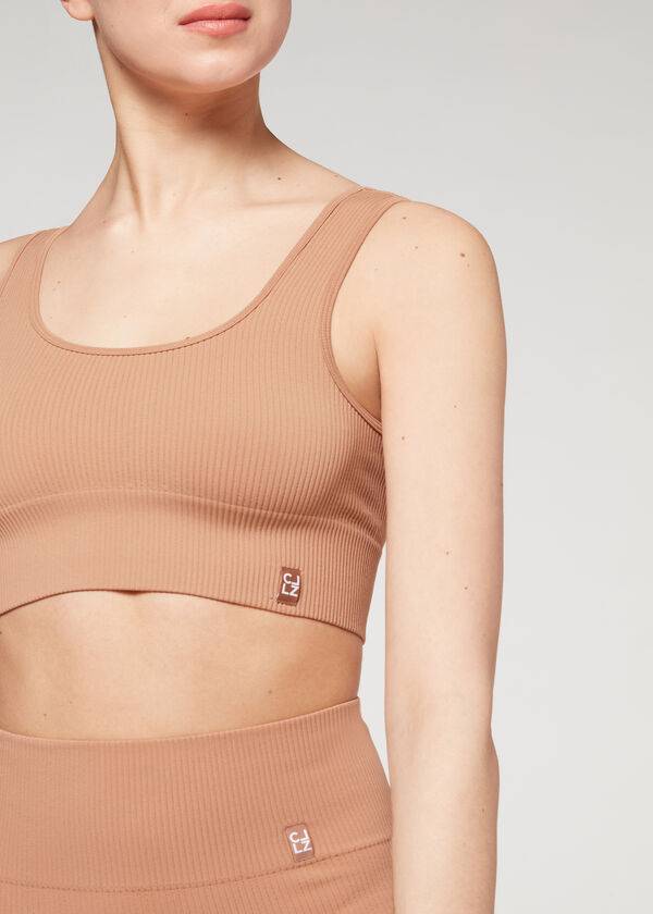 Cubrirlos Calzedonia Seamless Acanalado Mujer Beige | CL2109YU