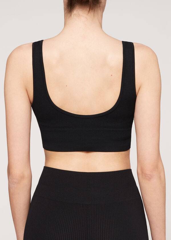 Cubrirlos Calzedonia Seamless Acanalado Mujer Negras | CL2110UT