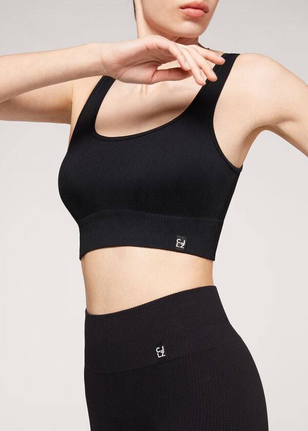 Cubrirlos Calzedonia Seamless Acanalado Mujer Negras | CL2110UT