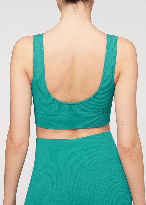 Cubrirlos Calzedonia Seamless Acanalado Mujer Turquesa | CL2111IS
