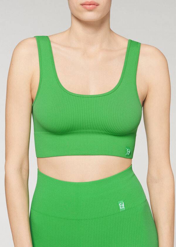 Cubrirlos Calzedonia Seamless Acanalado Mujer Verde | CL2112OR