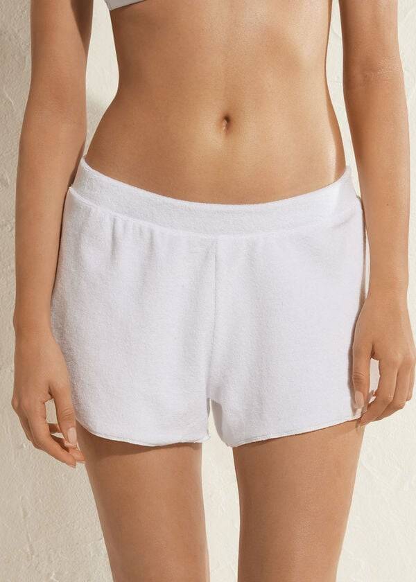 Cubrirlos Calzedonia Terrycloth Shorts Mujer Blancas | CL2150XF