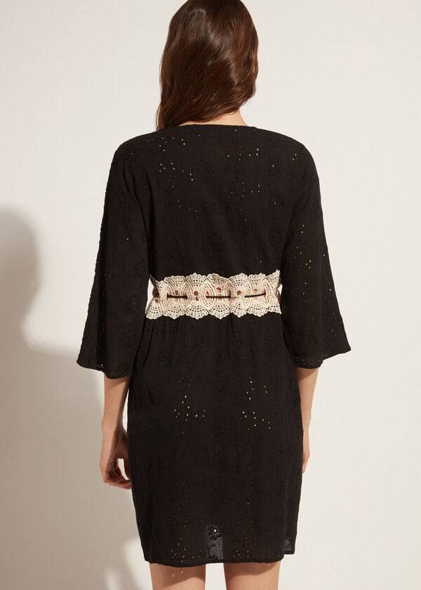 Cubrirlos Calzedonia Vestido in Sangallo Encaje and Sequins Mujer Negras | CL2076NB