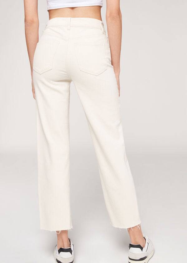 Jeans Calzedonia Cropped Directo-Leg Mujer Blancas | CL2565XF