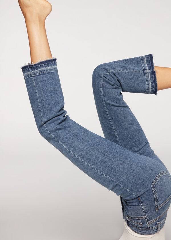 Jeans Calzedonia Cropped Flare Mujer Azules | CL2563VD