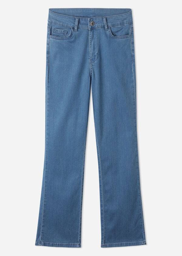 Jeans Calzedonia Eco Light Flared Cropped Denim Mujer Azules | CL2570HK