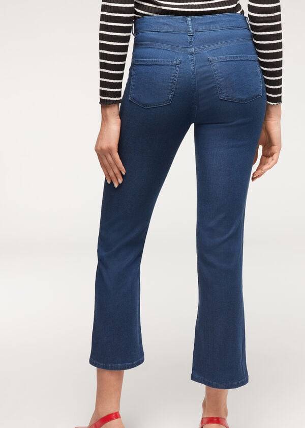 Jeans Calzedonia Eco Light Flared Cropped Denim Mujer Azul Marino | CL2573DN