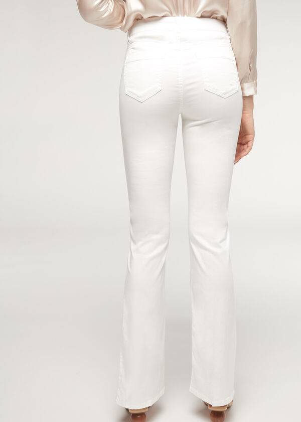 Jeans Calzedonia Eco Light Flared Denim Mujer Blancas | CL2574SO