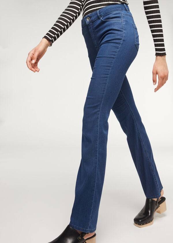 Jeans Calzedonia Eco Light Flared Denim Mujer Azul Marino | CL2577OR