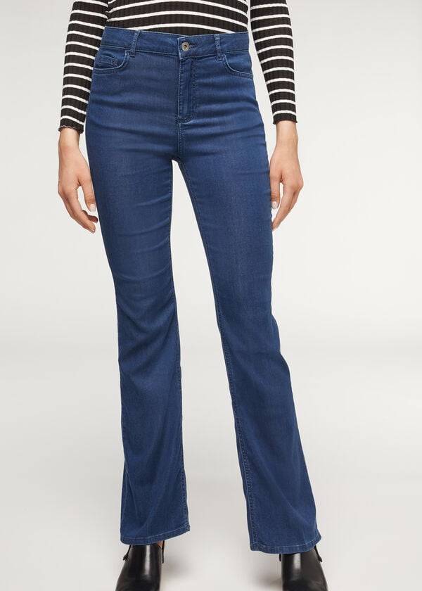 Jeans Calzedonia Eco Light Flared Denim Mujer Azul Marino | CL2577OR