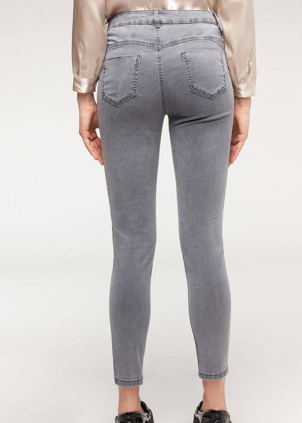 Jeans Calzedonia Eco Light Push Up Denim Mujer Plateadas | CL2578IS