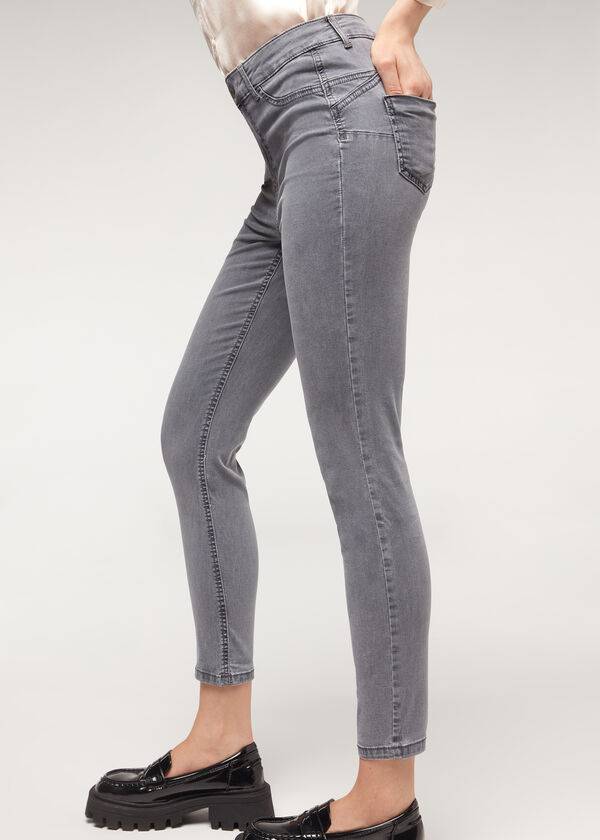 Jeans Calzedonia Eco Light Push Up Denim Mujer Plateadas | CL2578IS