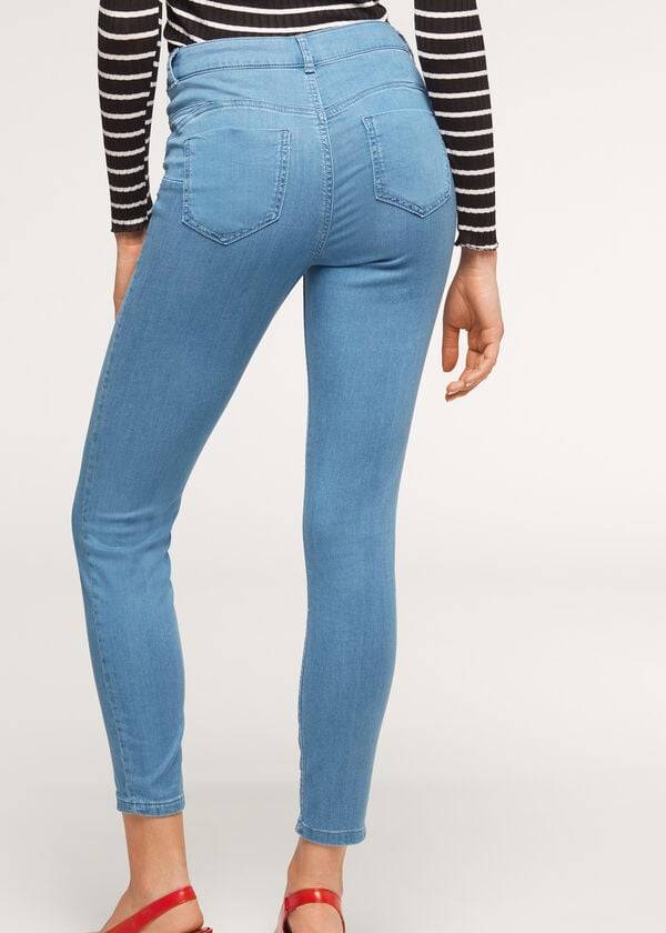 Jeans Calzedonia Eco Light Push Up Denim Mujer Azules | CL2583EX