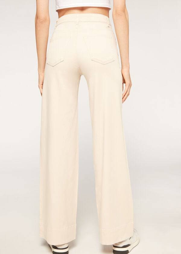 Jeans Calzedonia Eco Palazzo Mujer Marrones Beige | CL2586MA
