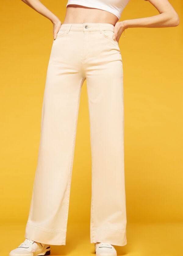 Jeans Calzedonia Eco Palazzo Mujer Marrones Beige | CL2586MA