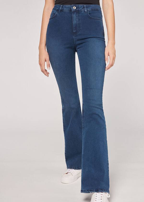 Jeans Calzedonia Flared Mujer Azules | CL2593LH
