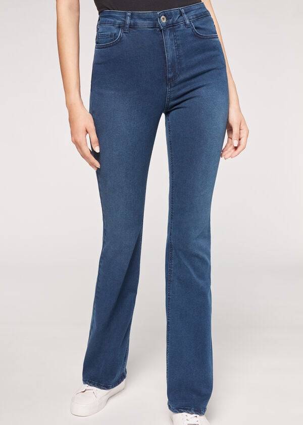 Jeans Calzedonia Flared Mujer Azules | CL2593LH
