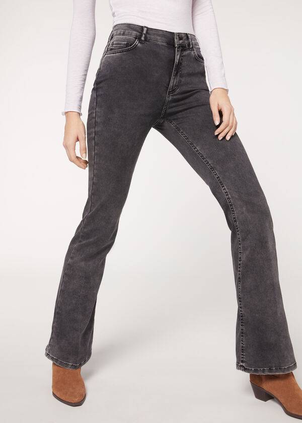Jeans Calzedonia Flared Mujer Gris | CL2595JJ