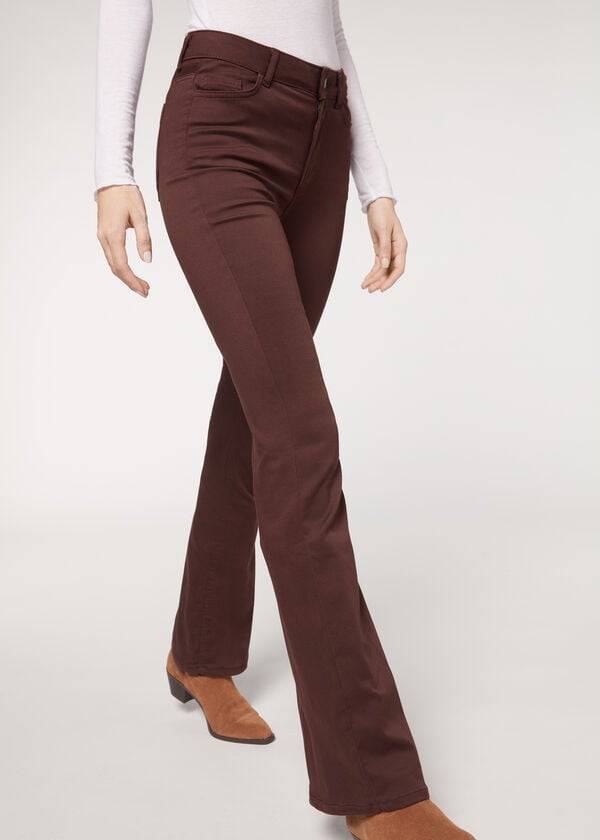 Jeans Calzedonia Flared Mujer Marrones | CL2596HK