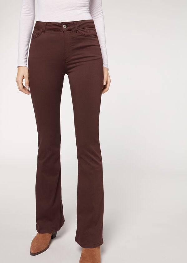 Jeans Calzedonia Flared Mujer Marrones | CL2596HK