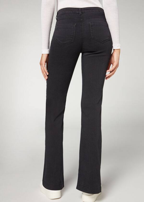 Jeans Calzedonia Front Slit Mujer Negras | CL2597GL