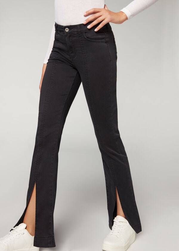 Jeans Calzedonia Front Slit Mujer Negras | CL2597GL