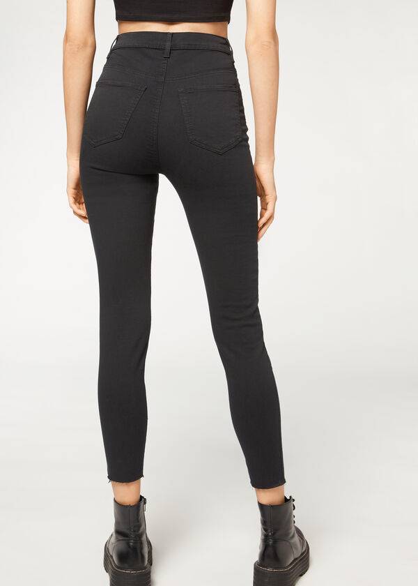 Jeans Calzedonia High-Cintura Flaco Mujer Negras | CL2601AP