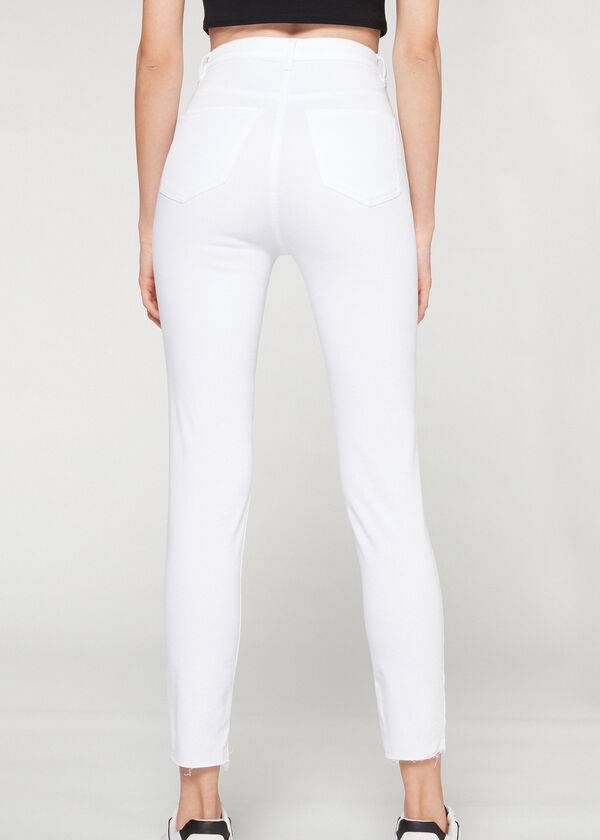 Jeans Calzedonia High-Cintura Flaco Mujer Blancas | CL2602PQ