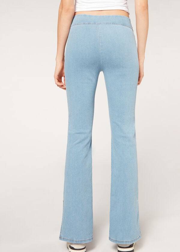Jeans Calzedonia High-Cintura Flared in Denim with Slits Mujer Azules | CL2599DN
