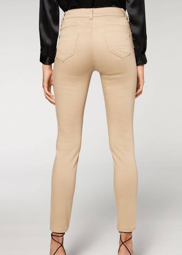 Jeans Calzedonia Push-up and soft touch Mujer Beige | CL2606YU